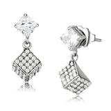 Alamode No Plating Stainless Steel Earrings with AAA Grade CZ in Clear - Alamode - Flyclothing LLC