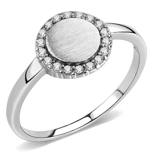 Alamode No Plating Stainless Steel Ring with AAA Grade CZ in Clear - Alamode - Flyclothing LLC