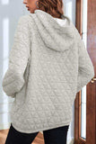 Quilted Long Sleeve Hoodie with Pocket - Trendsi - Flyclothing LLC