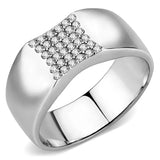 Alamode No Plating Stainless Steel Ring with AAA Grade CZ in Clear - Alamode - Flyclothing LLC