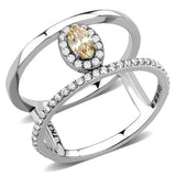 Alamode High polished (no plating) Stainless Steel Ring with AAA Grade CZ in Champagne - Alamode - Flyclothing LLC
