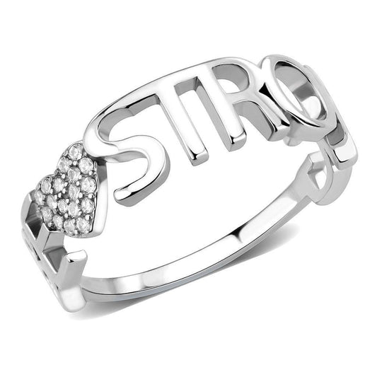 Alamode High polished (no plating) Stainless Steel Ring with AAA Grade CZ in Clear - Alamode