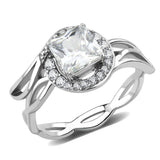 Alamode High polished (no plating) Stainless Steel Ring with AAA Grade CZ in Clear - Alamode - Flyclothing LLC