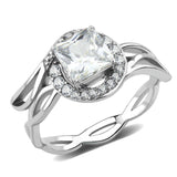 Alamode High polished (no plating) Stainless Steel Ring with AAA Grade CZ in Clear - Alamode - Flyclothing LLC