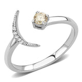 Alamode High polished (no plating) Stainless Steel Ring with AAA Grade CZ in Champagne - Alamode - Flyclothing LLC