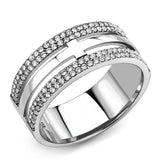 Alamode High polished (no plating) Stainless Steel Ring with AAA Grade CZ in Clear - Alamode - Flyclothing LLC