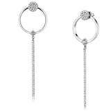 Alamode High polished (no plating) Stainless Steel Earrings with AAA Grade CZ in Clear - Alamode - Flyclothing LLC