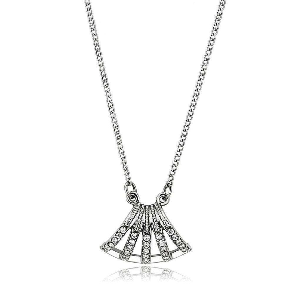 Alamode High polished (no plating) Stainless Steel Chain Pendant with AAA Grade CZ in Clear - Alamode - Flyclothing LLC