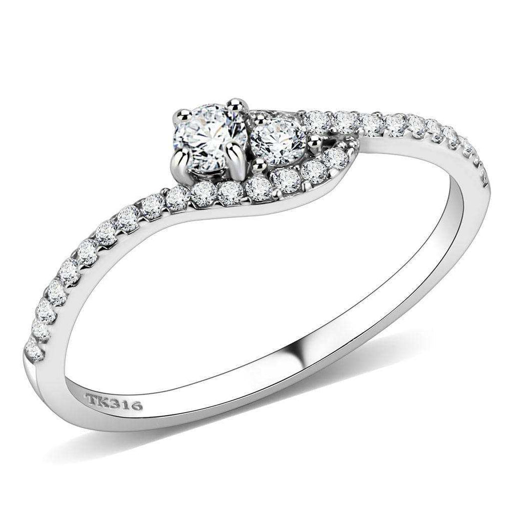 Alamode High polished (no plating) Stainless Steel Ring with AAA Grade CZ in Clear - Alamode - Flyclothing LLC