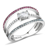 Alamode High polished (no plating) Stainless Steel Ring with AAA Grade CZ in Multi Color - Alamode - Flyclothing LLC