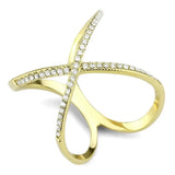 Alamode IP Gold(Ion Plating) Stainless Steel Ring with AAA Grade CZ in Clear - Alamode - Flyclothing LLC