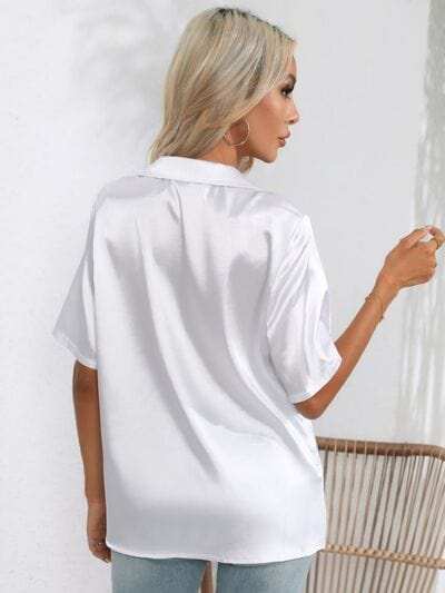 Button Up Collared Neck Shirt - Trendsi - Flyclothing LLC