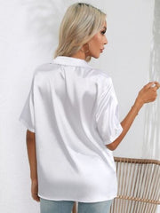 Button Up Collared Neck Shirt - Trendsi