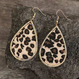 Zircon PU Leopard Teardrop Earrings - Trendsi - Flyclothing LLC