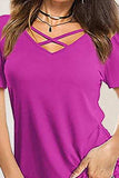 Crisscross Short Sleeve T-Shirt - Trendsi - Flyclothing LLC