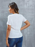 Openwork Short Sleeve Round Neck Top - Trendsi - Flyclothing LLC
