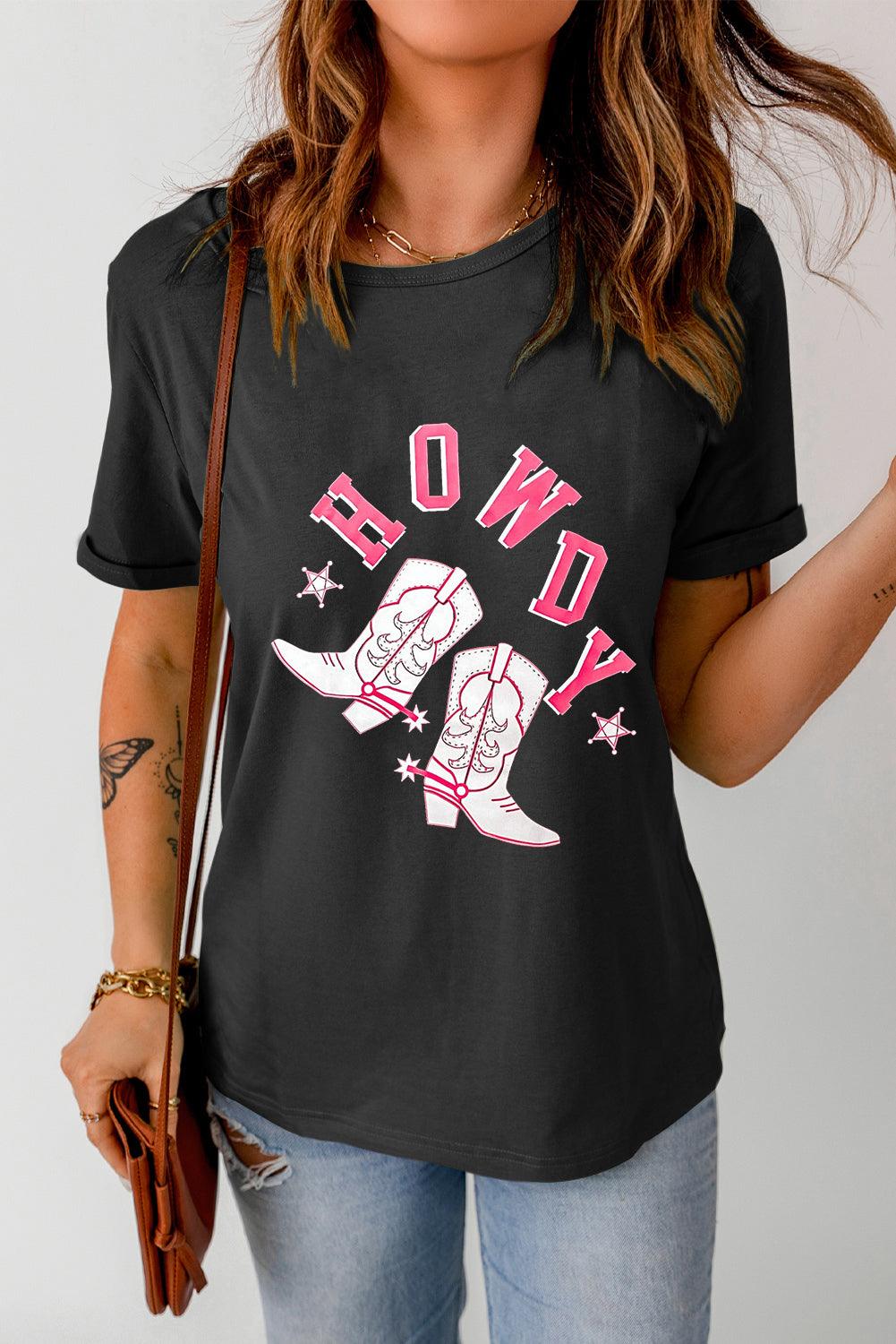 HOWDY Cowboy Boots Graphic Tee - Flyclothing LLC