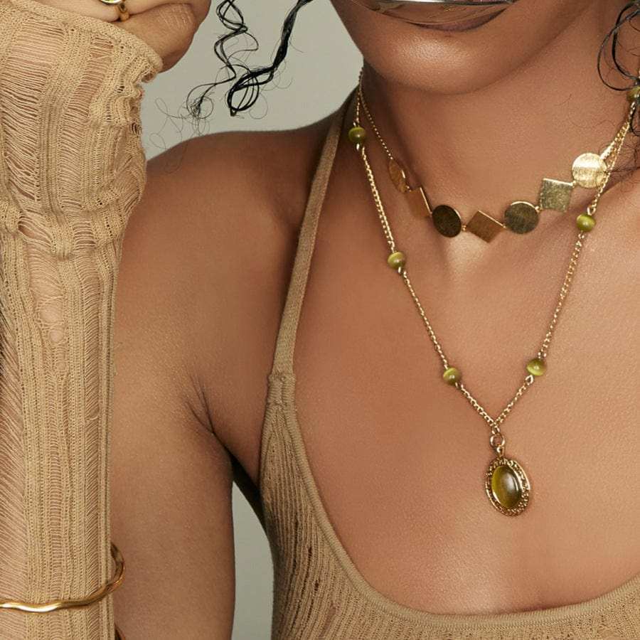 Copper Natural Crystal Pendant Necklace - Trendsi - Flyclothing LLC