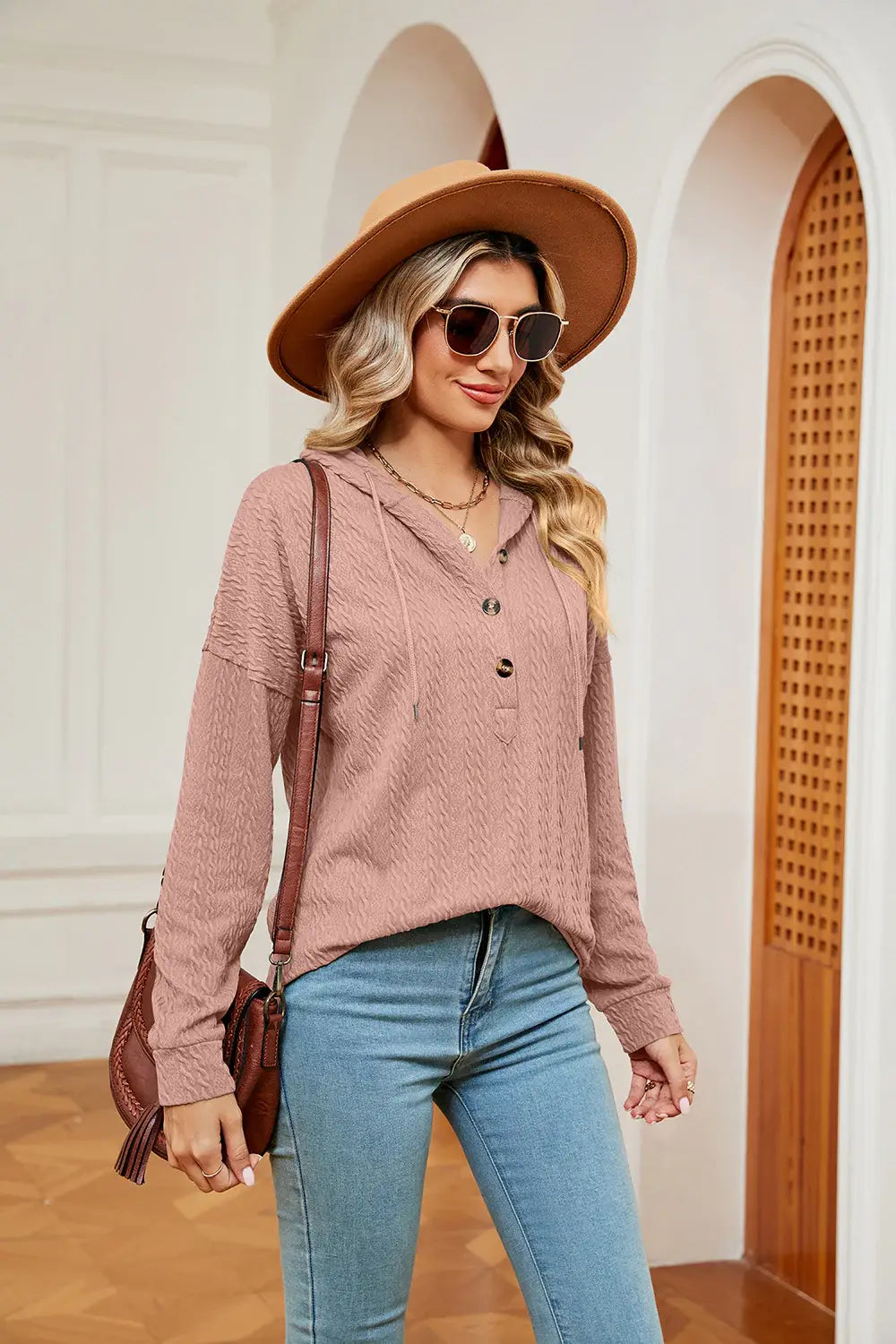Half-Button Dropped Shoulder Hoodie - Trendsi - Flyclothing LLC