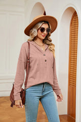Half-Button Dropped Shoulder Hoodie - Trendsi - Flyclothing LLC