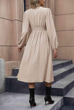 V-Neck Buttoned Slit Dress - Flyclothing LLC