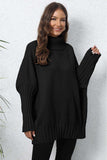 Turtle Neck Long Sleeve Ribbed Sweater - Trendsi - Flyclothing LLC
