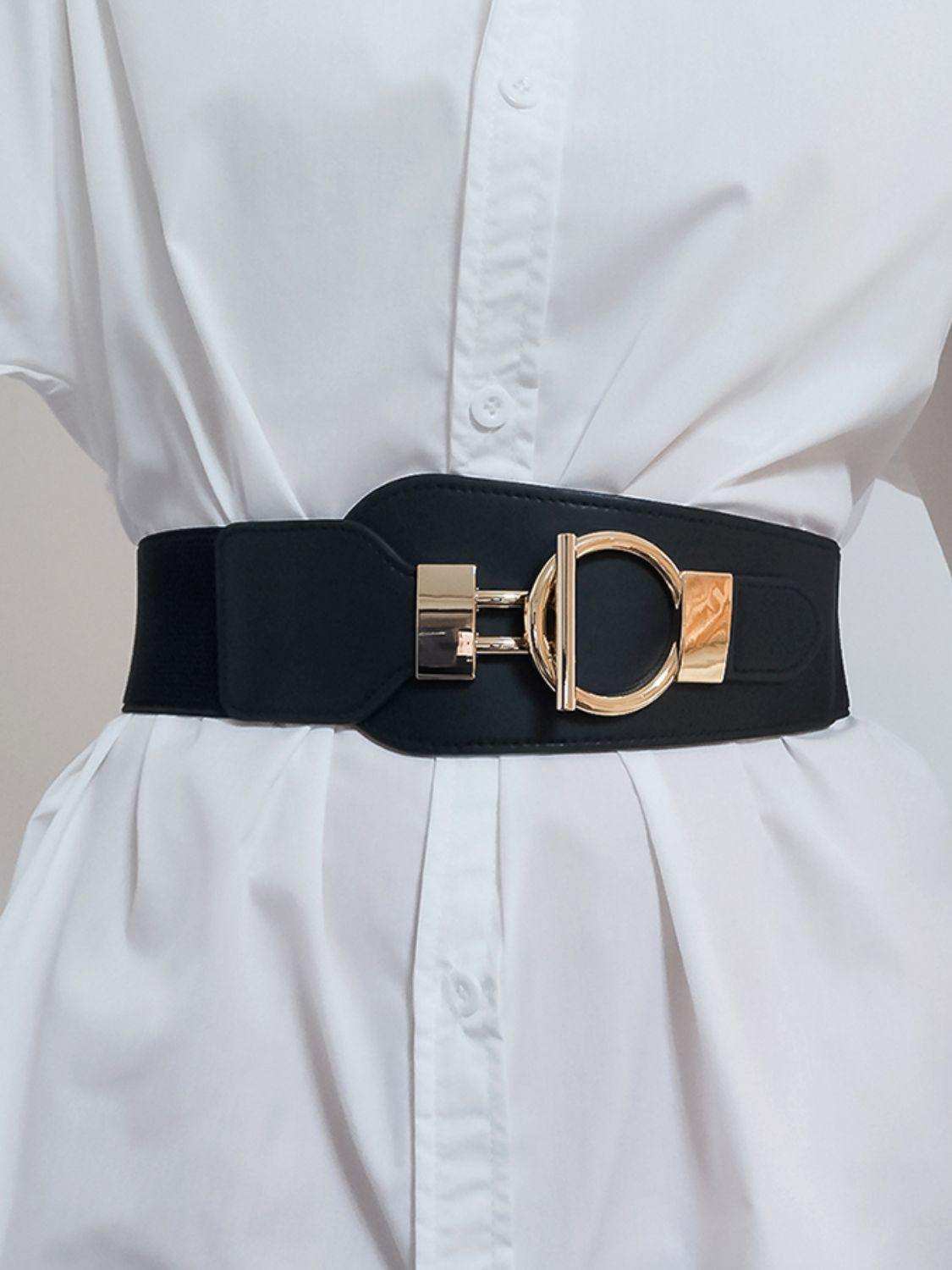 PU Elastic Wide Belt with Alloy Buckle - Trendsi - Flyclothing LLC