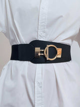 PU Elastic Wide Belt with Alloy Buckle - Trendsi - Flyclothing LLC