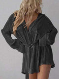 Button Up Dropped Shoulder Shirt Dress - Trendsi - Flyclothing LLC