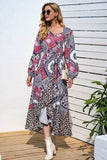 Leopard Ruffle Trim V-Neck Printed Dress - Trendsi - Flyclothing LLC