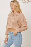 Waffle-Knit Drawstring Zip Up Hoodie - Flyclothing LLC