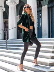 Button Up Long Sleeve Blazer with Pocket - Trendsi