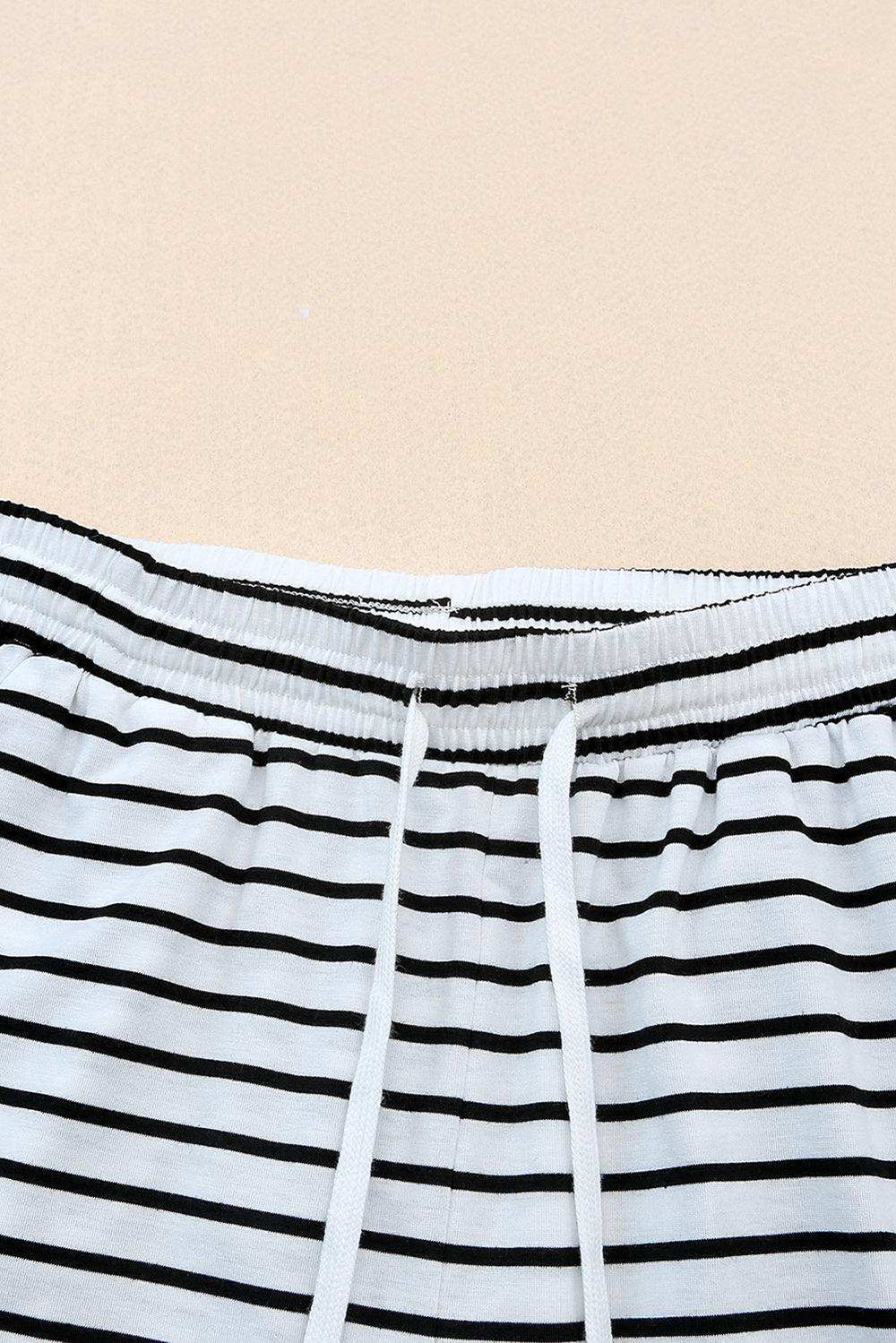 Striped Drawstring Waist Wide Leg Pants - Trendsi - Flyclothing LLC