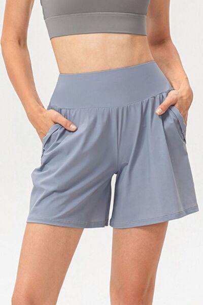 Pocketed Elastic Waist Active Shorts - Trendsi - Flyclothing LLC