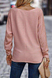 Texture Round Neck Long Sleeve Top - Trendsi - Flyclothing LLC