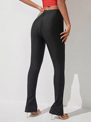 High Waist Slit Skinny Pants - Trendsi
