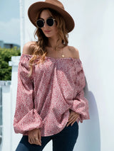 Printed Tie-Neck Balloon Sleeve Blouse - Trendsi - Flyclothing LLC