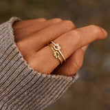 925 Sterling Silver Double-Layered Knot Ring - Trendsi
