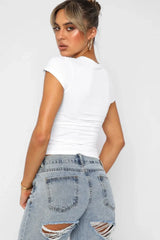 Crewneck Short Sleeve Tee - Trendsi - Flyclothing LLC
