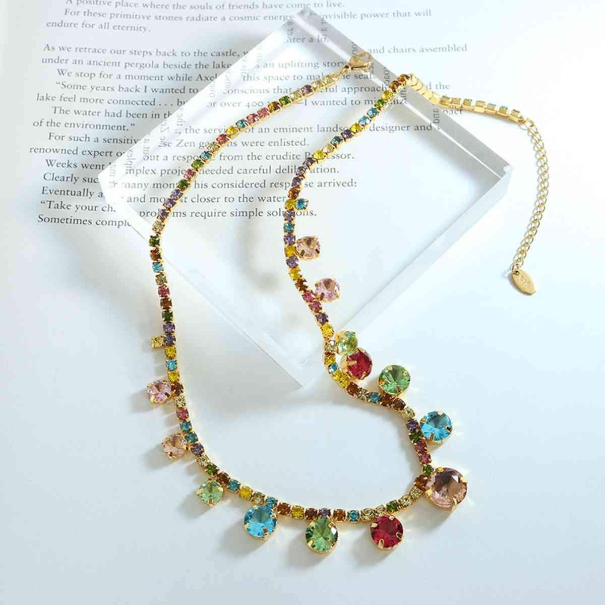 Crystal Copper Chain Necklace - Trendsi - Flyclothing LLC