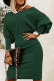 Ruched Lantern Sleeve Dress - Trendsi - Flyclothing LLC