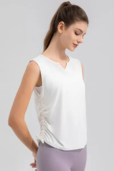 Notched Wide Strap Active Tank - Trendsi - Flyclothing LLC
