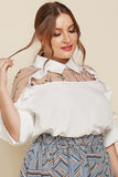 Plus Size Embroidered Ruffle Trim Collared Half Sleeve Blouse - Trendsi