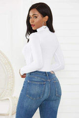 Turtleneck Long Sleeve Bodysuit - Trendsi - Flyclothing LLC