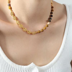 Beaded Titanium Steel Necklace - Trendsi