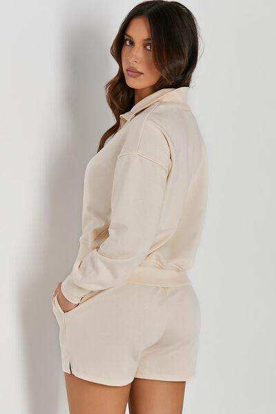 Half Button Sweatshirt and Shorts Active Set - Trendsi - Flyclothing LLC