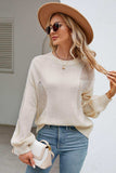 Openwork Round Neck Dropped Shoulder Knit Top - Trendsi - Flyclothing LLC