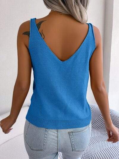 Cable-Knit Scoop Neck Knit Vest - Trendsi - Flyclothing LLC