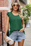 Ruffled Ruched Round Neck Tank - Trendsi - Flyclothing LLC