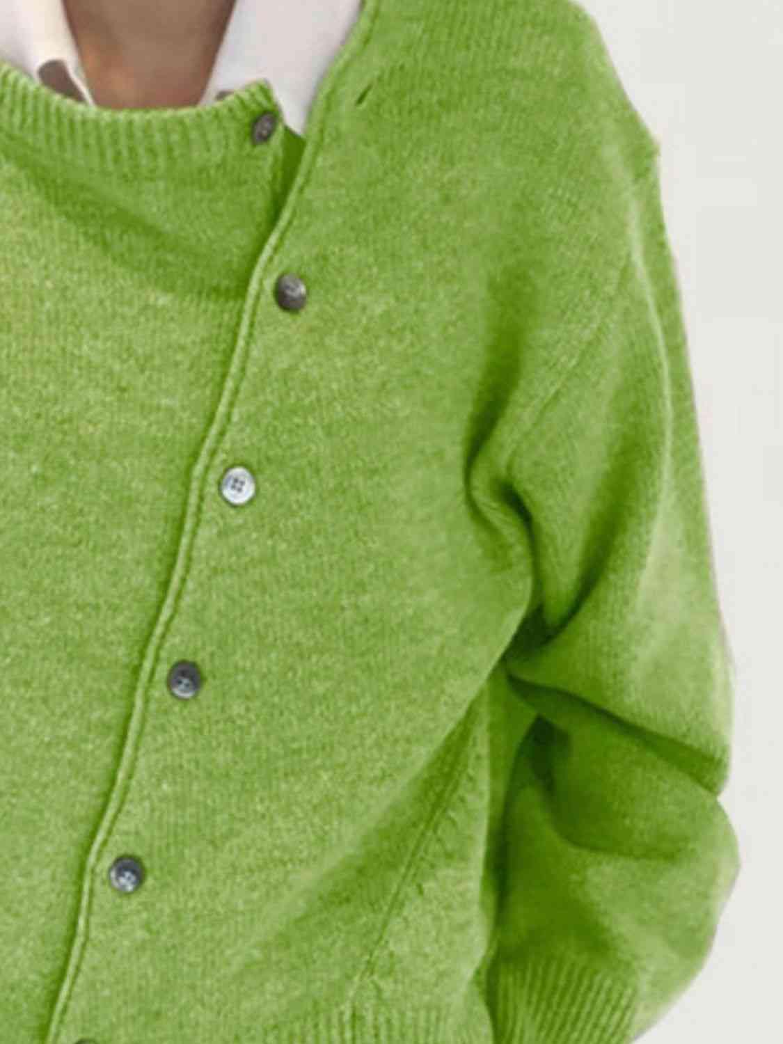 Dropped Shoulder Buttoned Cardigan - Trendsi